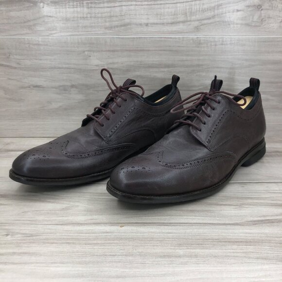 Cole Haan Oxfords Mens 10.5 Grand OS Holland Long Burgundy Leather Wingtip Shoes